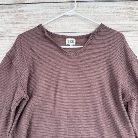 Buckle BKE Super Soft Split Neck‎ Top Women's Size Small Purple/Gray Knit - Picture 3 of 13